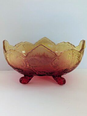 Vintage Jeanette Glass Company Lombardi Centerpiece Footed Fruit Bowl
